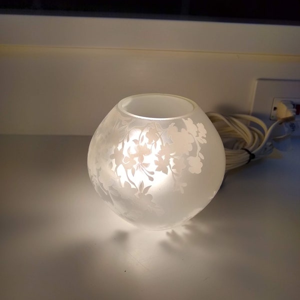 Retro Modern Small White Frosted Glass Table Lamp, Mid-Century Table lamp, Mood Lamp IKEA KNUBBIG 4.5" Round Glass Lamp