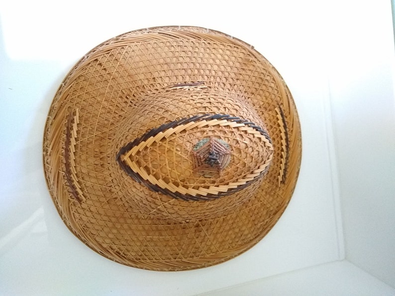 Vintage woven hat Filipino Salakot hat Philippines Asian Reed Nipa Woven Hat