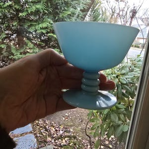 Antique French Portieux Vallerysthal Blue Opaline Glass Dessert Cup, Champagne Coupe / Cocktail Glass, Sherbet Goblet. SOLD INDIVIDUALLY