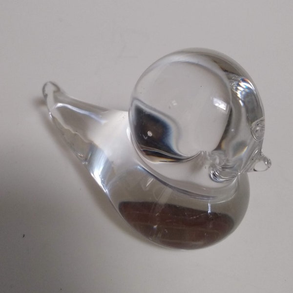 Vintage Clear Blown Art Glass Bird Paperweight, Minimalist Bird Figurine, Art Object