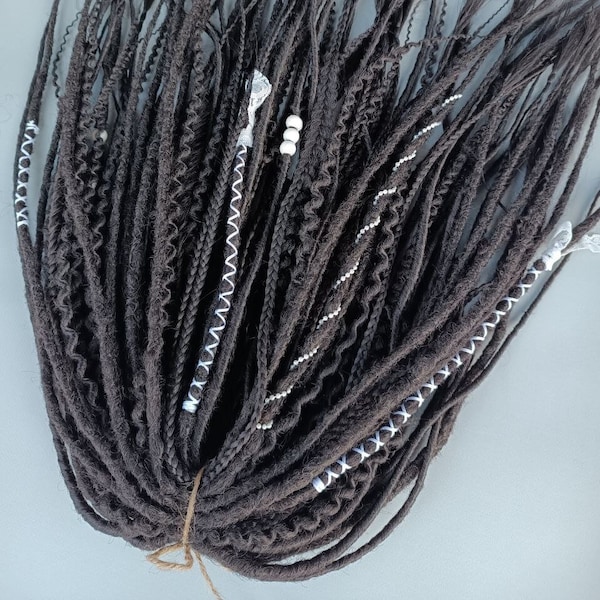 Double Ended Synthetic dreads extension/Natural looking dreadlocks/Dark Chocolate synthetic hair extensions/Viking dreadlocks extension