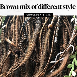 Double Ended Synthetic dreads extension/Natural looking dreadlocks/Brown synthetic hair extensions/Viking dreadlocks extension full head set