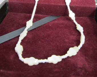 BEADED SHELL 24" NECKLACE, 1970's with Twist Clasp Closure