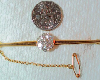 Antique 9K Gold European Diamond Bar Pin – Art Deco Era Jewelry
