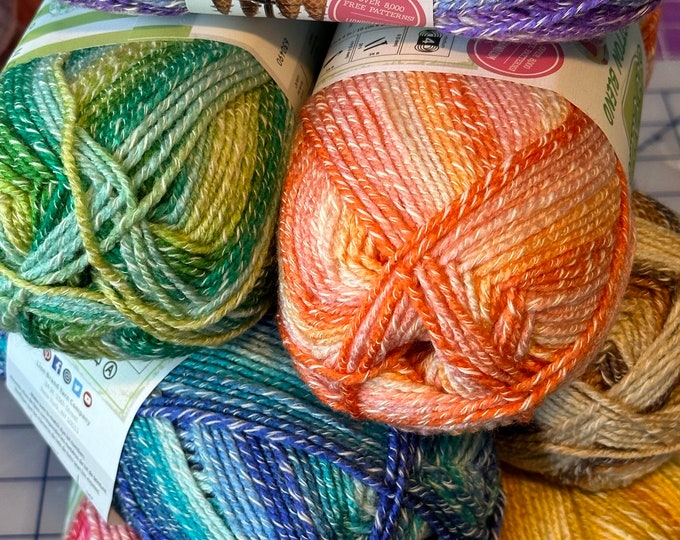 Lion Brand Ice Cream Cotton Blend Yarn Blueberry Lime Lemon Orange