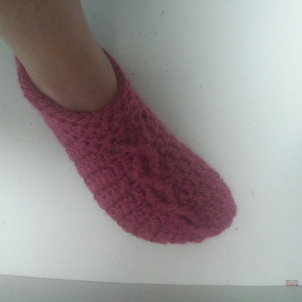 Crocheted Cable Stitch Slipper Sock