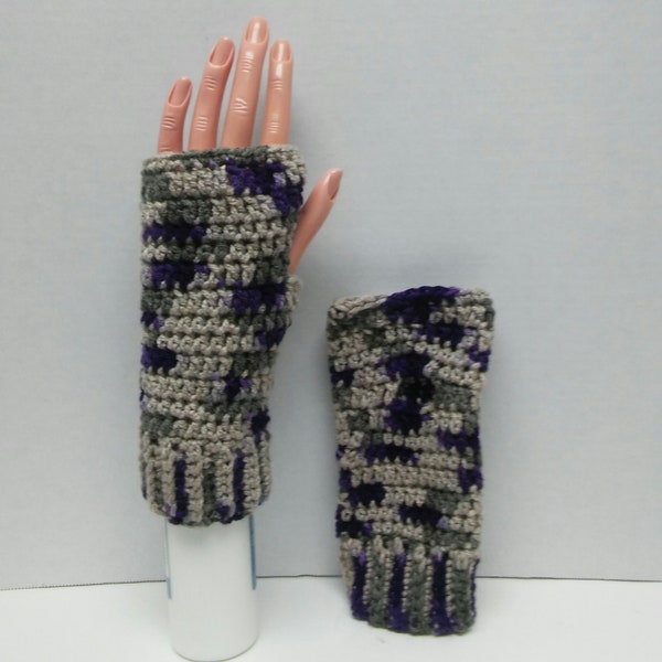 Crocheted Cuffed Fingerless Gloves