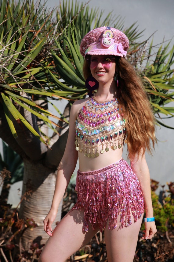 Princess Chain Crop Top, Rave Bra, Edc Outfit Burning Man Outfit 