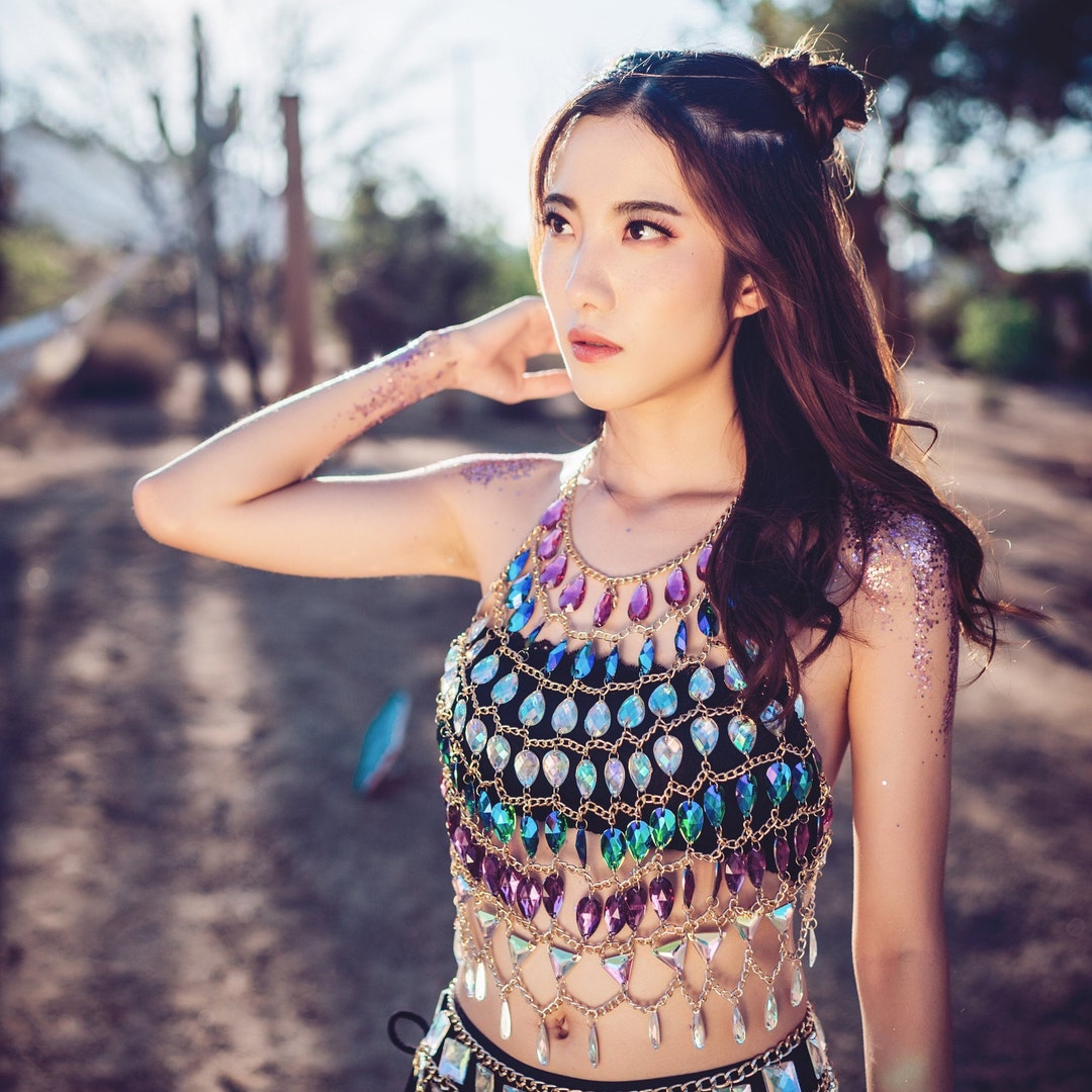 EDC Outfit, Chain Bra, Rave Bra Karina Black Chain Jewelry Topedc ...