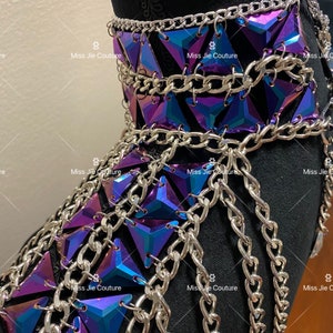 Runway Look Royal Blue/purple Shoulder Chain Top / Skirt. Rave Outfit ...
