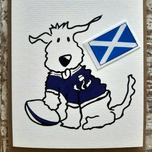 ÉCOSSE RUGBY Carte d’anniversaire écossaise Salutations de chien Carte d’animal de carte-drôle-rugby Hibernia