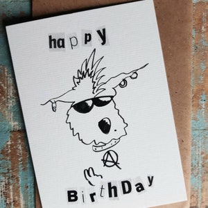 PUNK HOND VERJAARDAGskaart. Hond groeten Kaart-dier kaart-grappig -punk rocker