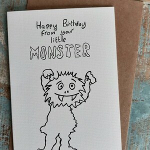 Happy Birthday van je Little Monster groeten Kaart-dier kaart- -hond -grappig .kaart van een kind