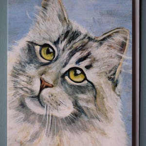 Carte de voeux vierge chat MAINE COON à partir d'oeuvres d'art originales en acrylique par Sara Tuckey