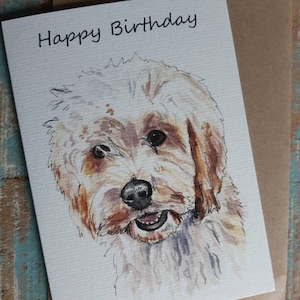 JOYEUX ANNIVERSAIRE Carte de vœux de chien. Cockapoo
