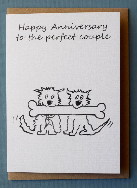 HAPPY ANNIVERSARY greetings Card-animal card dog funny | Etsy