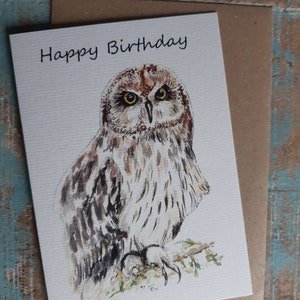 Gelukkige verjaardag OWL Groeten Kaart TAWNY OWL natuur wildlife