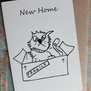 NEW HOME MOVING - Chat- Carte de vœux-Animal card-drôle -New Home -Moving -New House