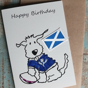 CARTE D'ANNIVERSAIRE RUGBY Ecosse Carte de voeux chien-carte-animal-drôle-rugby écossais