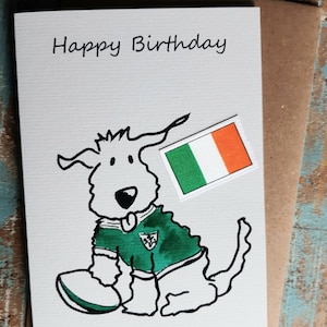 RUGBY DE IRLANDA Tarjeta de cumpleaños irlandesa Tarjeta de felicitación de perro Tarjeta de animales Tarjeta divertida de rugby Irlanda