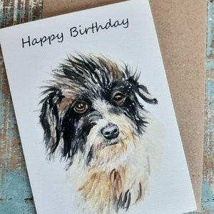 CARTE DE voeux de chien de JOYEUX ANNIVERSAIRE. Scruffy TERRIER