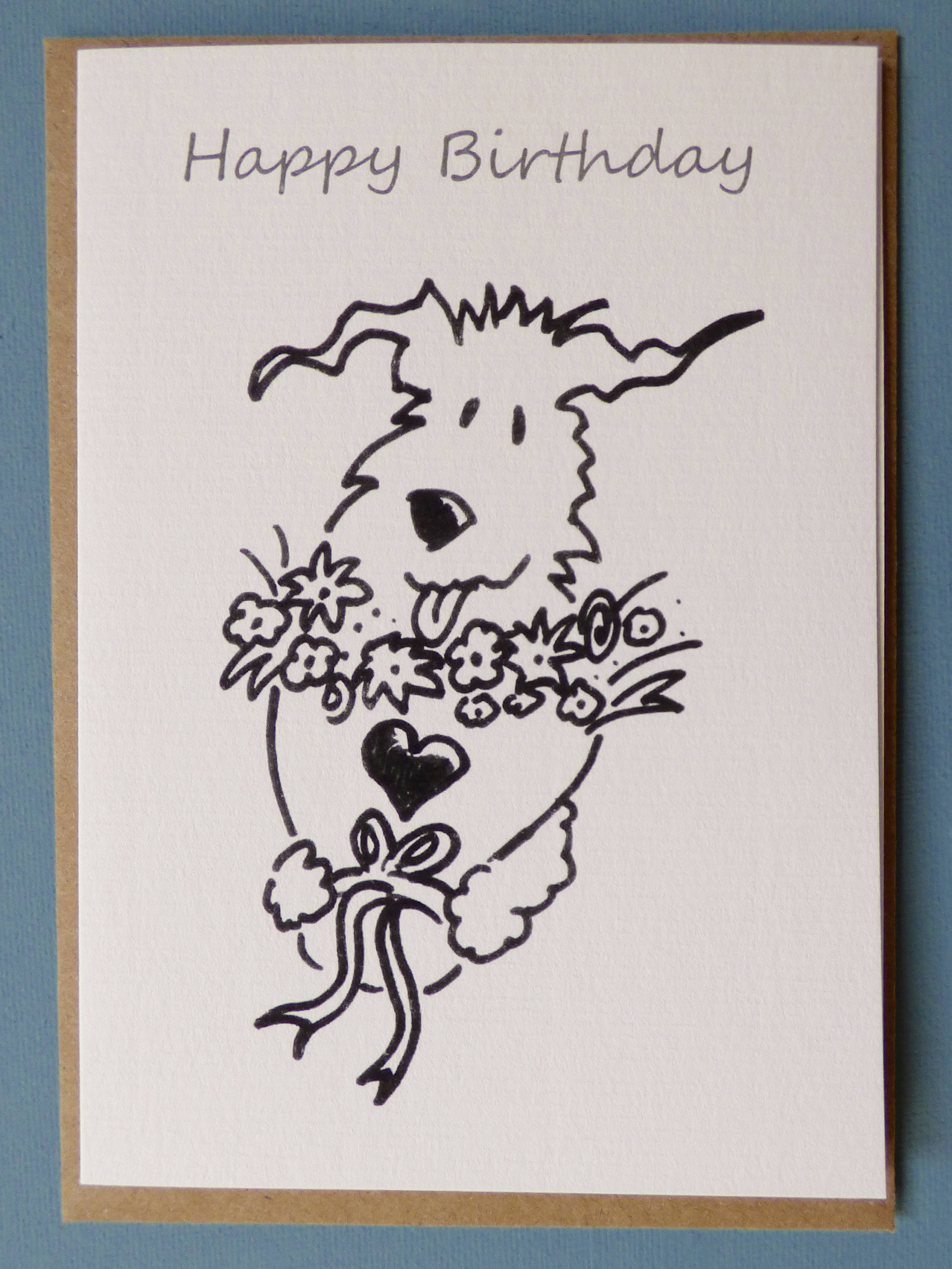 BIRTHDAY CARD FLOWERS Dog Greetings Card-animal Card-funny -bouquet - Etsy