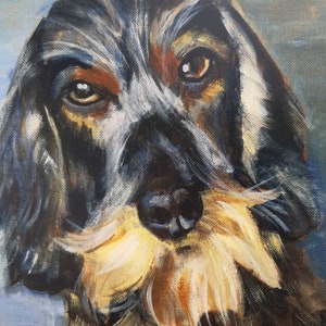 DRAHTHAAR-DACKEL Blanko-Grußkarte vom original Acryl-Kunstwerk von Sara Tuckey