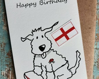 ENGLAND RUGBY Birthday Card   Dog greetings Card-animal card-funny-rugby .england. Rugby players Birthday card.