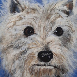 WEST HIGHLAND WHITE/ Westie terrier   Blank Greetings Card from original acrylic artwork by Sara Tuckey
