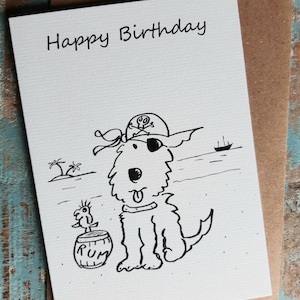 CARTÃO DE ANIVERSÁRIO PIRATA Saudações de cachorro Cartão-animal cartão-engraçado -piratas