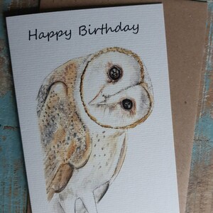 Buon compleanno GUFO Biglietto di auguri BARN OWL natura fauna selvatica
