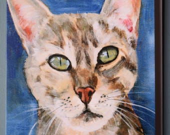 TABBY CAT  Blank Greetings Card from original acrylic artwork by Sara Tuckey