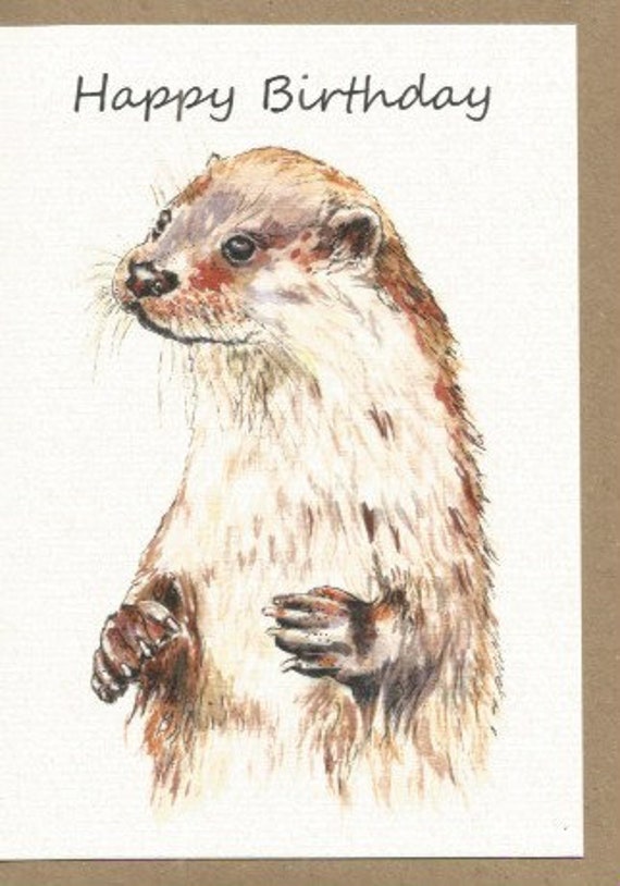 Happy Birthday Otter Greetings Card Tarka Nature Otter Etsy
