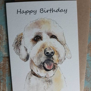 LABRADOODLE JOYEUX ANNIVERSAIRE Carte de vœux pour chien.  Gribouiller