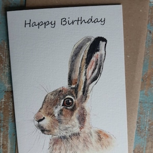 Buon compleanno HARE Biglietto d'auguri natura fauna selvatica LEPRE MARRONE