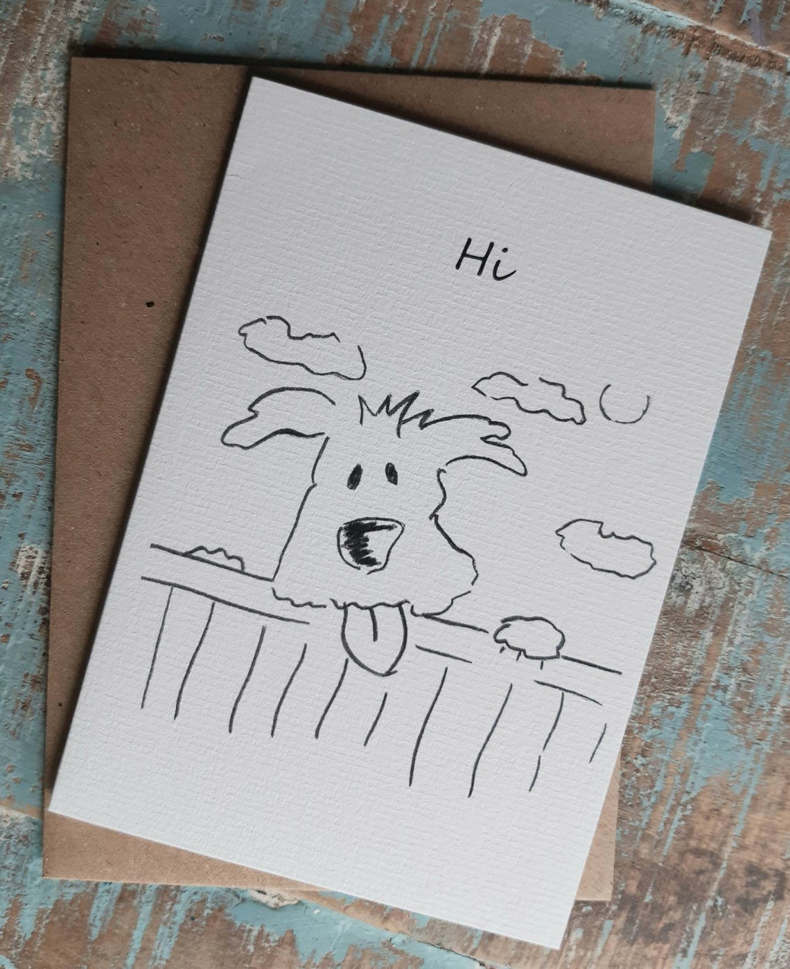HI Greetings Cardanimal Card dog funny hello  Etsy UK