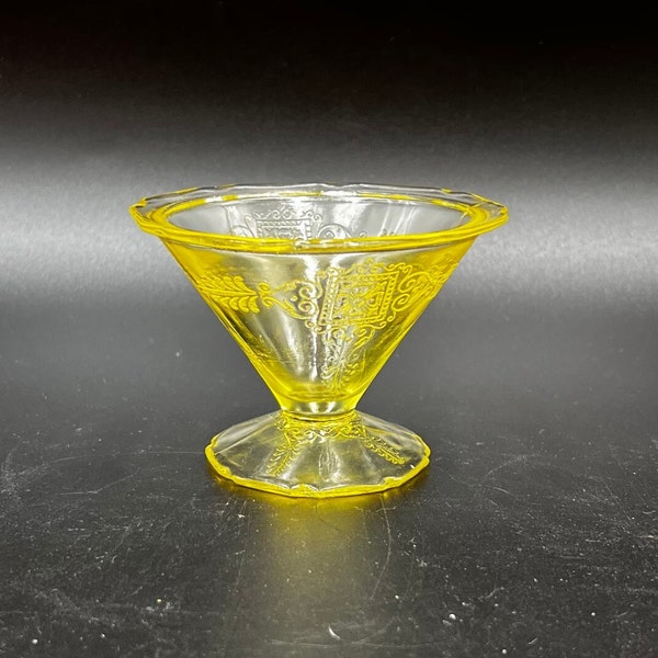 Hazel Atlas Glass Roxana Low Footed Yellow Sherbet Cup - Hazel Atlas Roxana