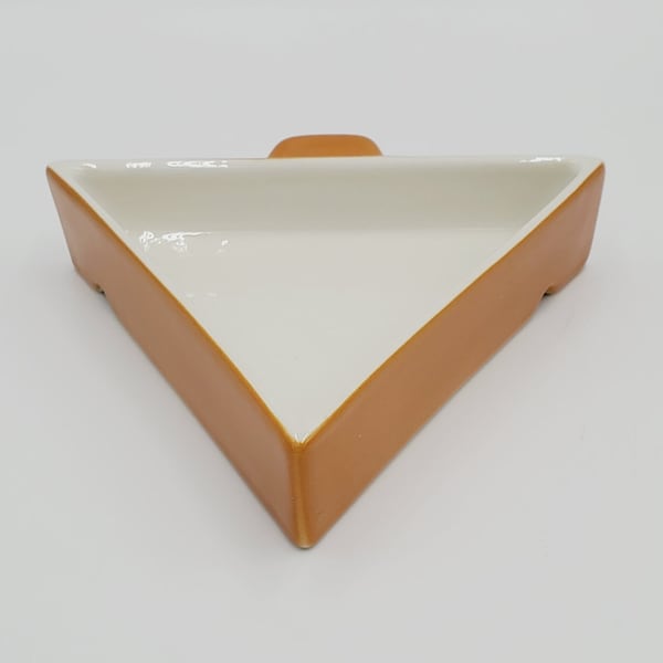 Mid Century Modern Brown and White Triangle Dip Trays