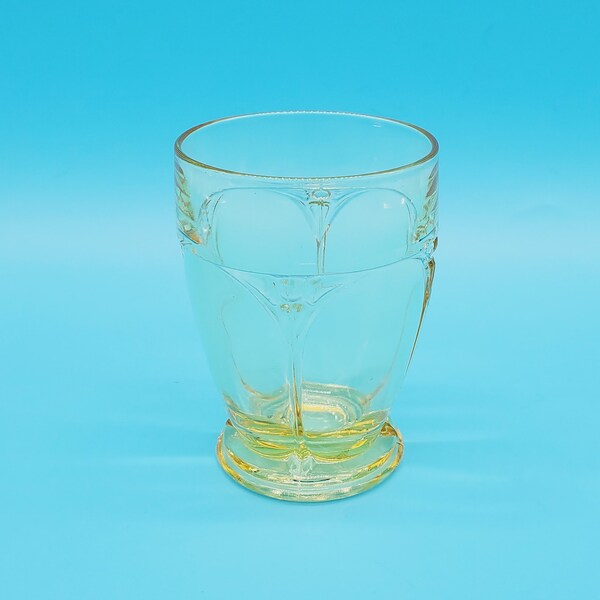 Heisey Arch Line Sahara Yellow Glass Tumbler; Heisey Glass