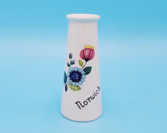 New Devon Pottery Bud Vase; Small White Floral Vase