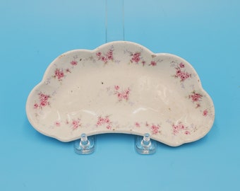 Small Floral Bone Dish; Floral Crescent Dish; Floral Trinket Dish