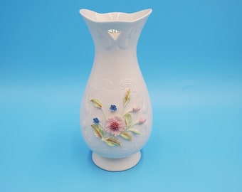 Irish Parian L/S Finner Flowered Vase; Floral Vase; Ceramic Vase