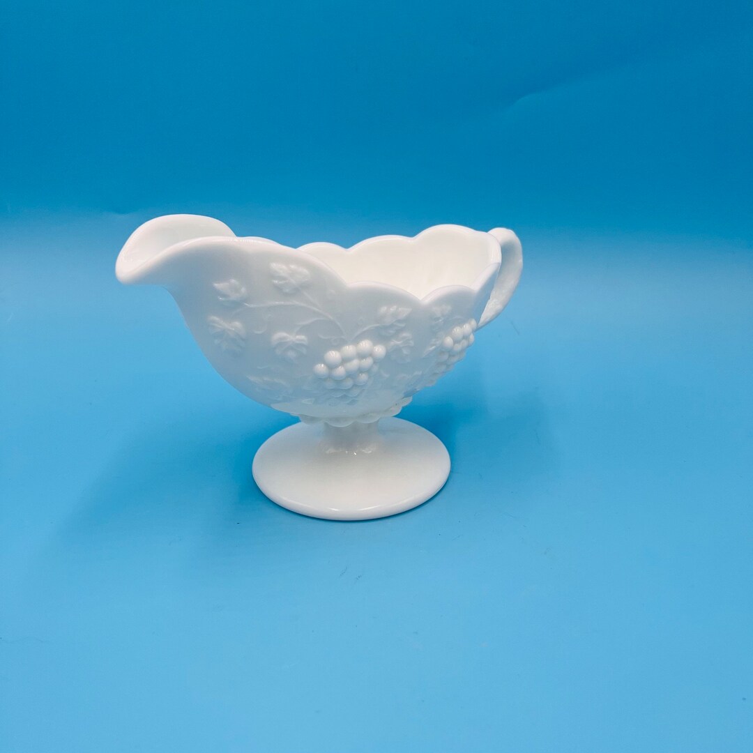 Milk Glass Gravy Boat Paneled Grape Pattern by Westmoreland Etsy