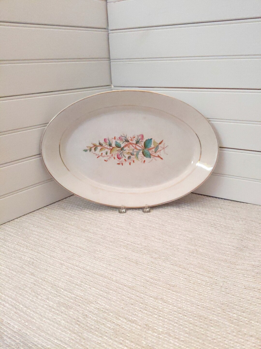 Antique Floral Oval Platter Antique Warranted Ironstone China Ott