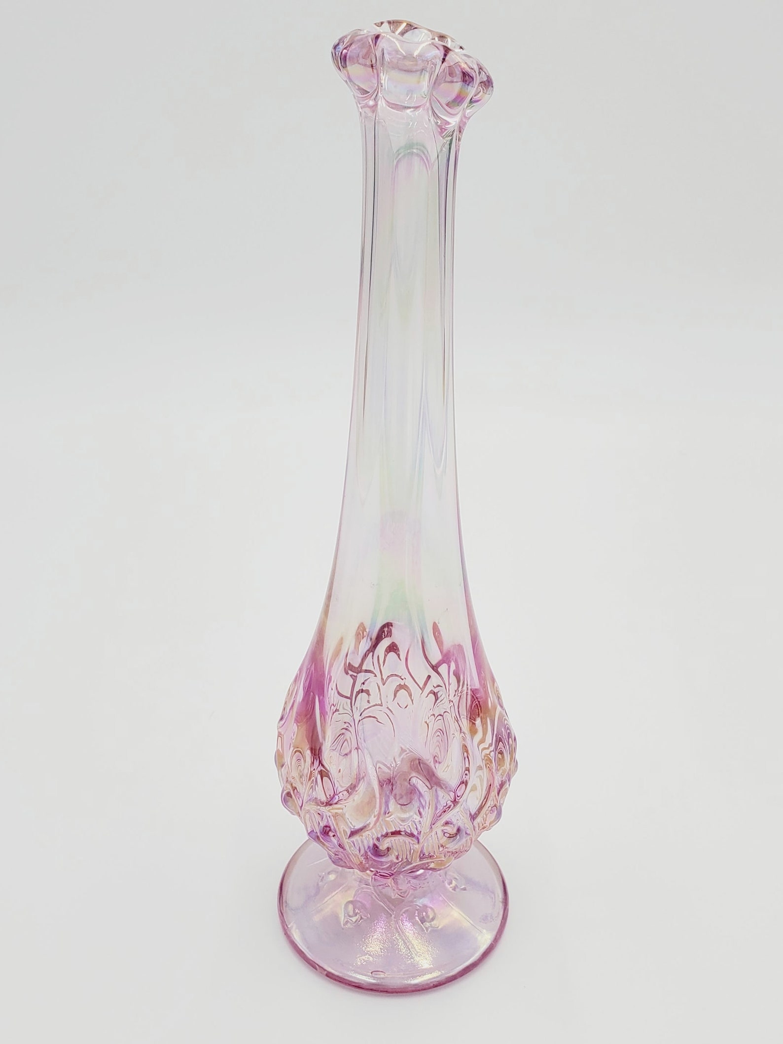 Fenton Lily del Valle Pink Iridescent Stretch Swung Bud Vase Etsy