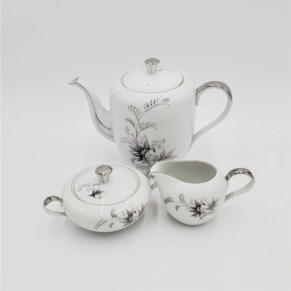 Seyei Fine China Tea Set/ Teapot Sugar and Creamer/ Made in Etsy