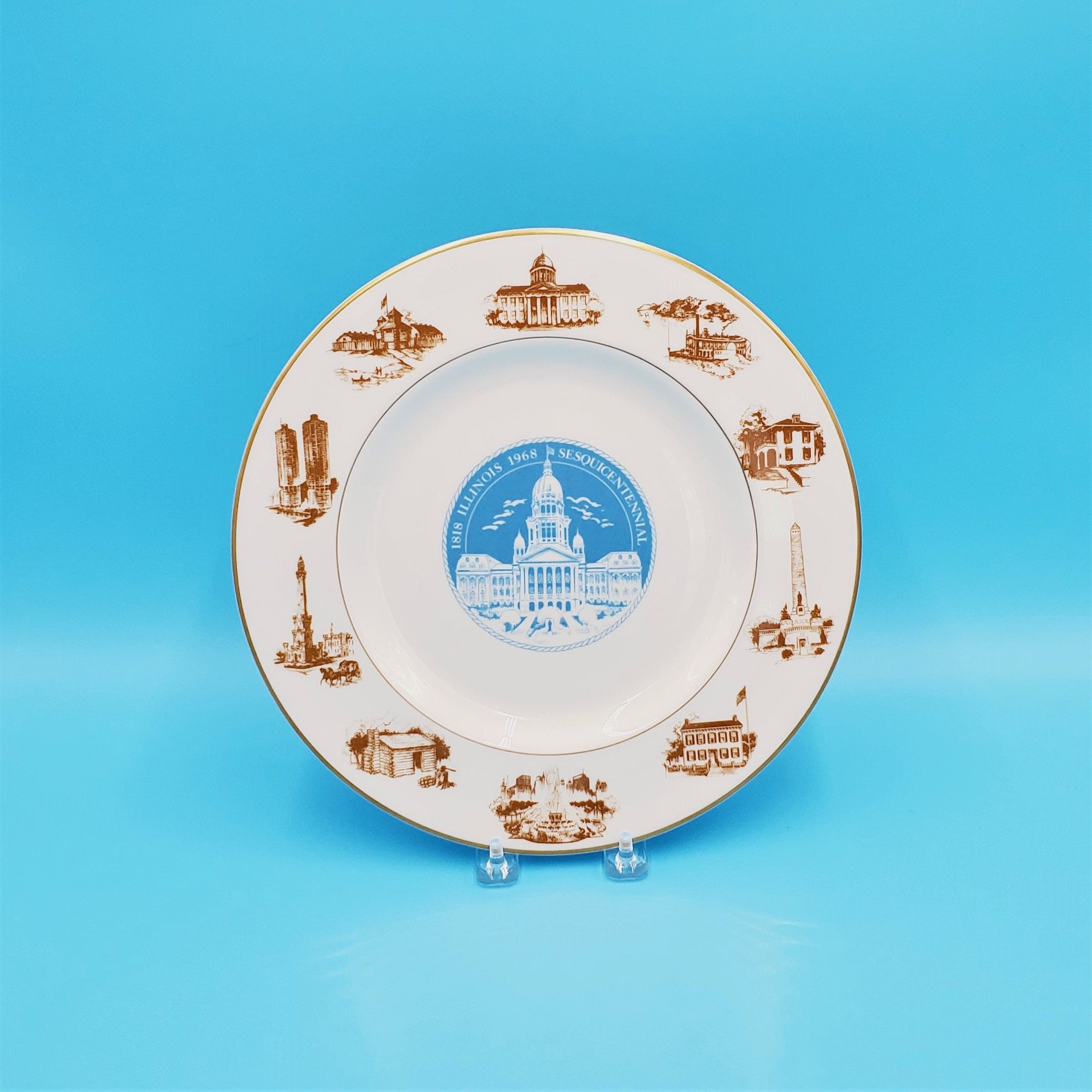 Illinois Sesquicentennial Collectible Plate/ Illinois Etsy