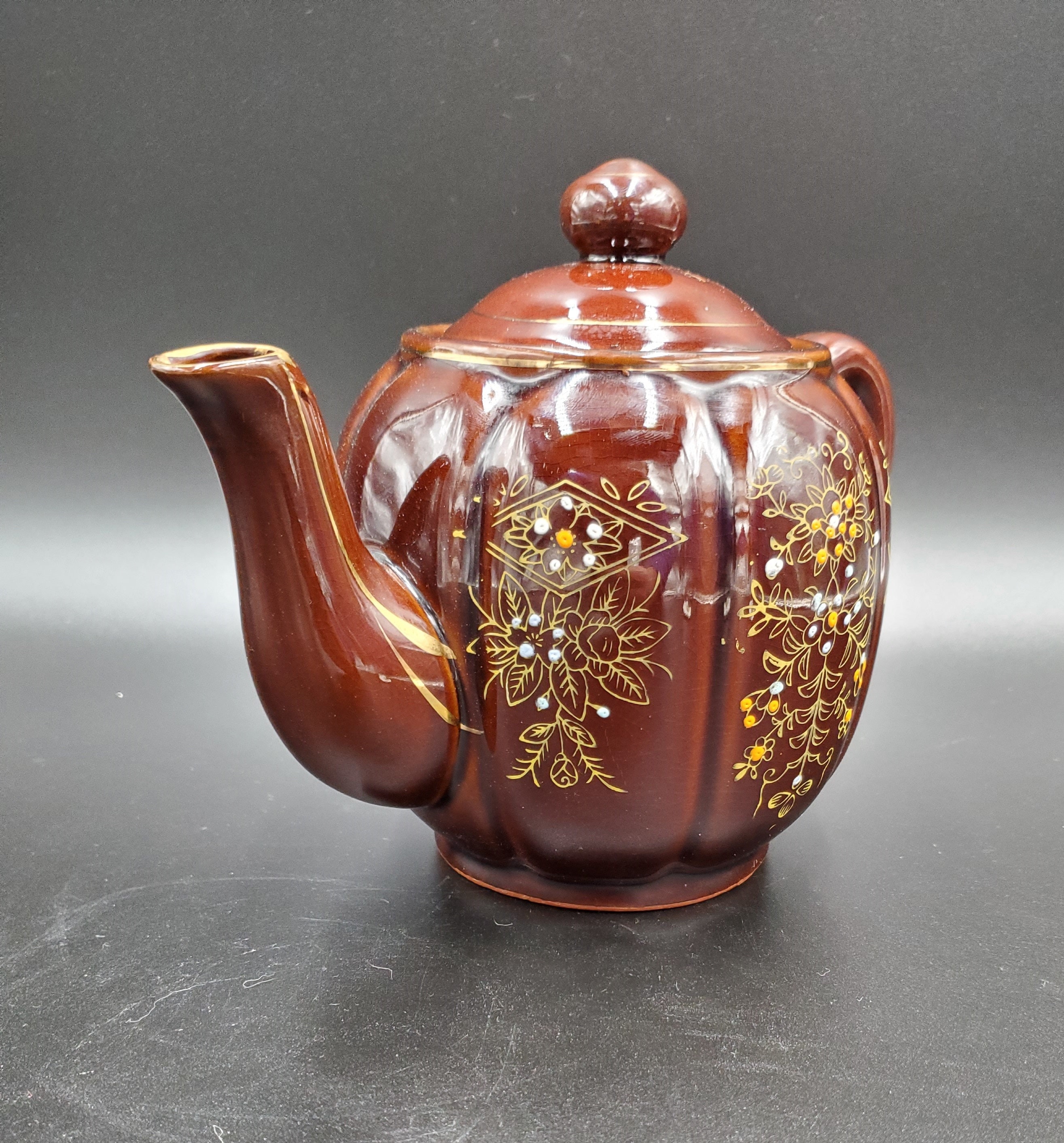 Brown Hand Painted Teapot Made in Japan Japanese Brown Etsy