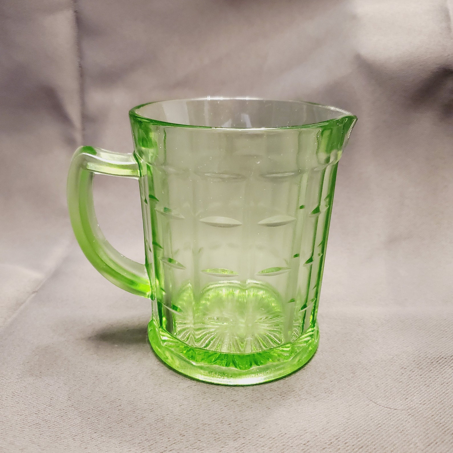 Hazel Atlas Colonial Block Uranium Glass Creamer and Sugar Etsy Ireland