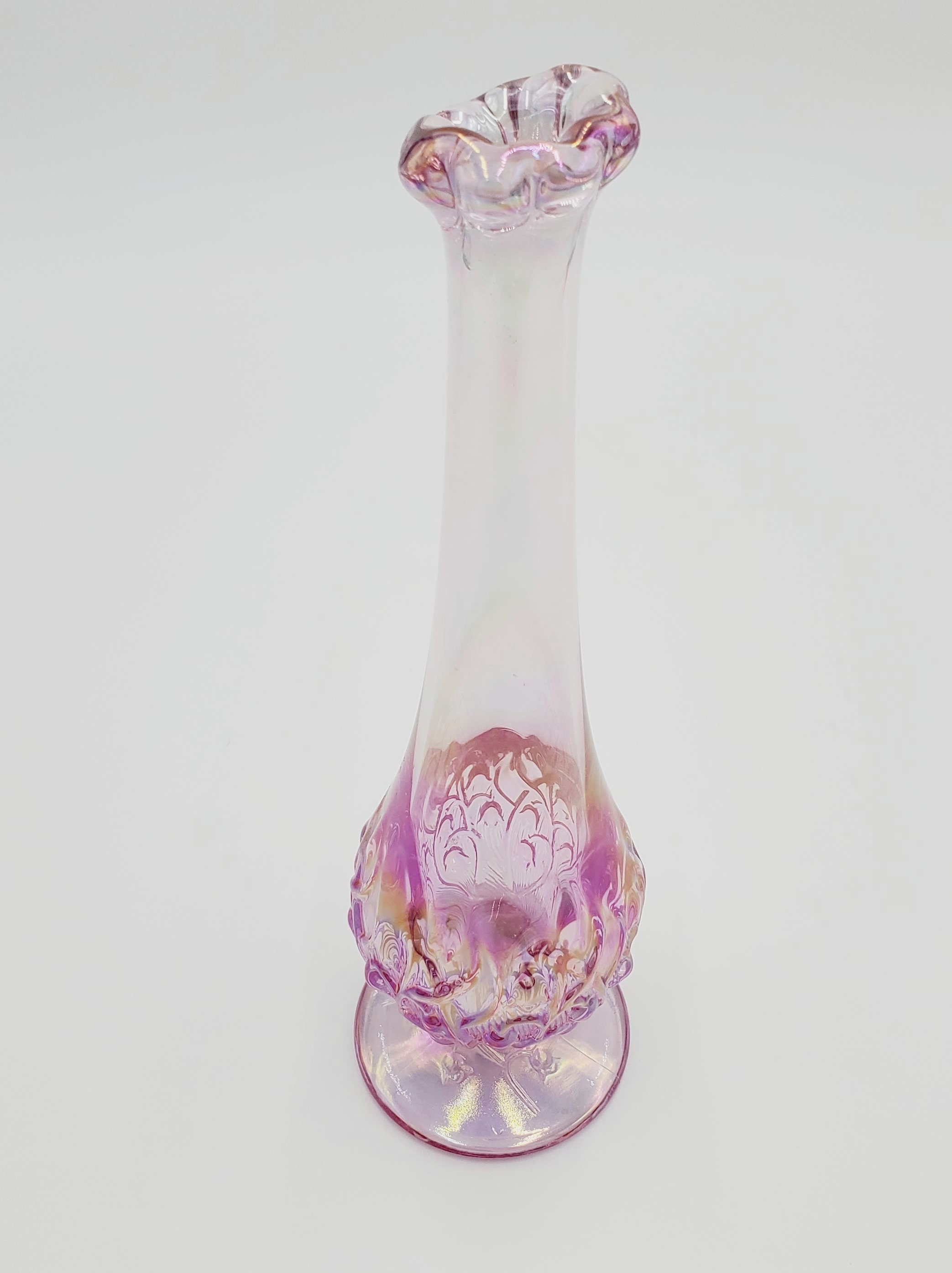 Fenton Lily del Valle Pink Iridescent Stretch Swung Bud Vase Etsy